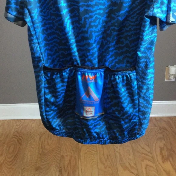 1X NW blue zig zag print full zip cycling jersey - Picture 8 of 16
